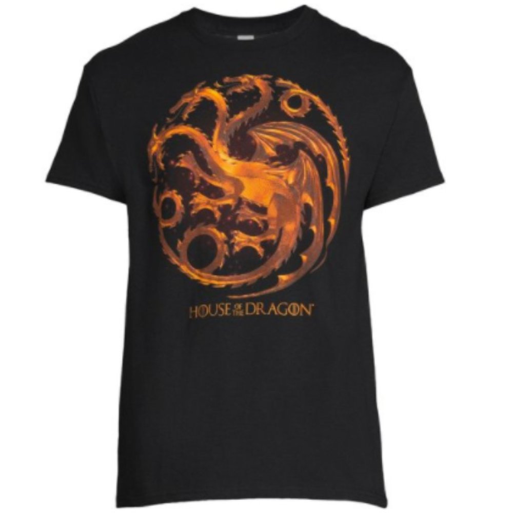Cotton House of the Dragon Graphic Tee Crew neck Short Sleeves Black comfy